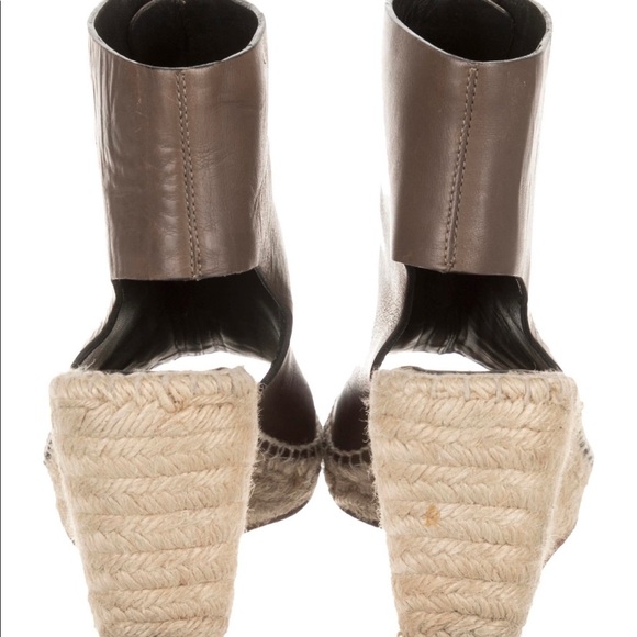 Celine Leather Espadrille Wedges Size 8 IT 38 - Picture 4 of 4